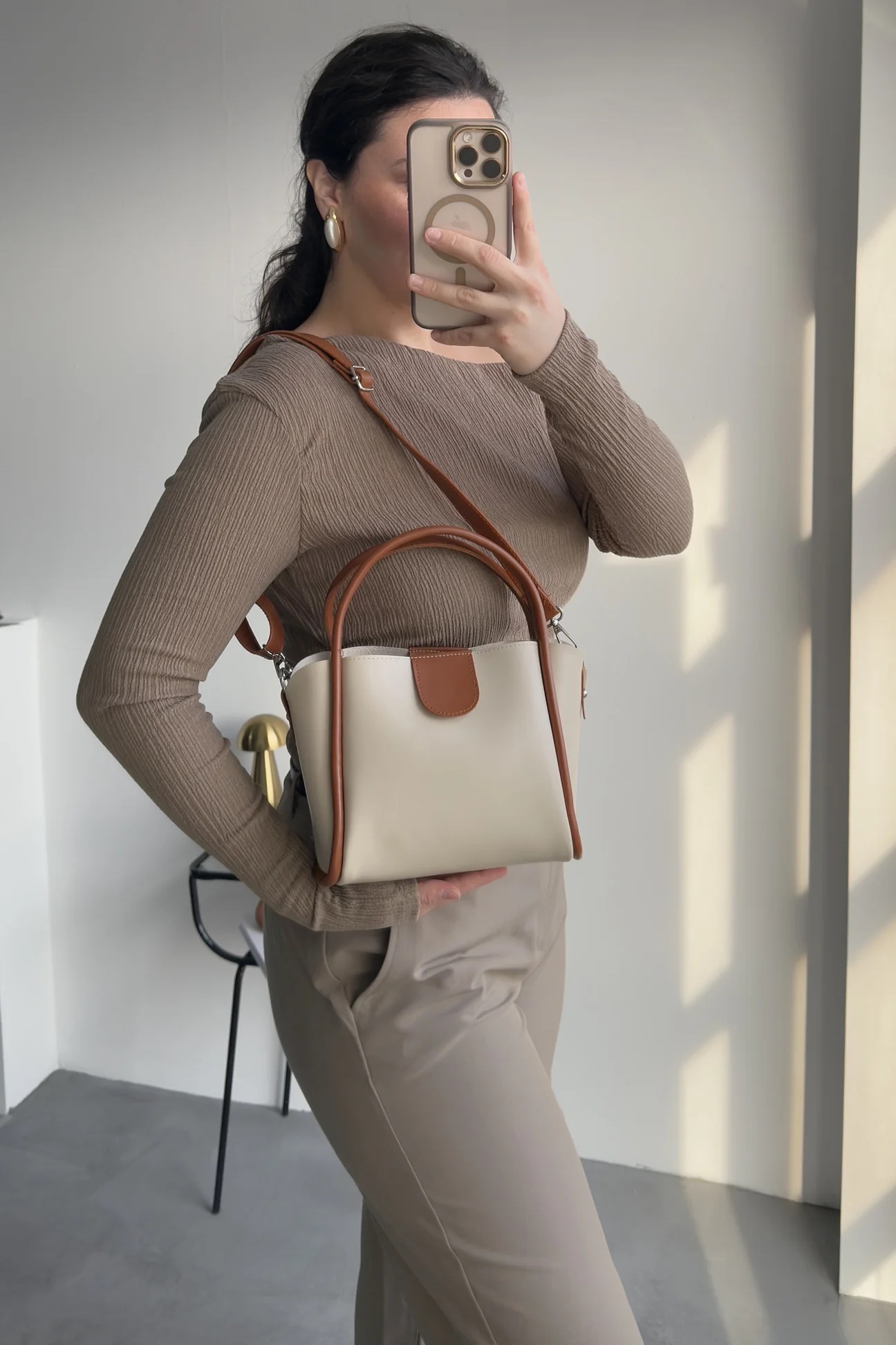 Beca Beige & Camel + Purse - Image 4