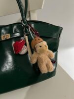 Beige Teddy Baseball Bag Charm