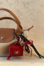 Mini Leather Compartment Red Bag Charm